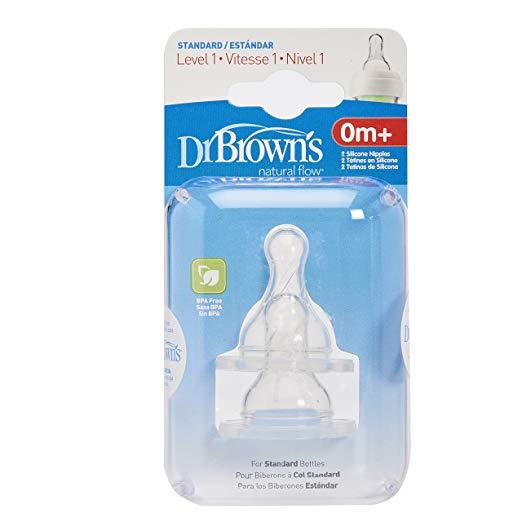 Núm ti bình sữa Dr Brown cổ thường số 1, 2,3,4