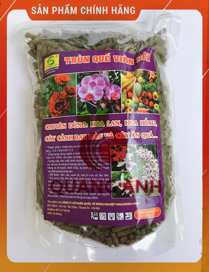 Phân Trùn Quế Viên Nén Nguyên Chất 1KG – Kích Rễ Mạnh, Tơi Xốp Đất, Giúp Cây Xanh Lá Ra Hoa Bền Đẹp