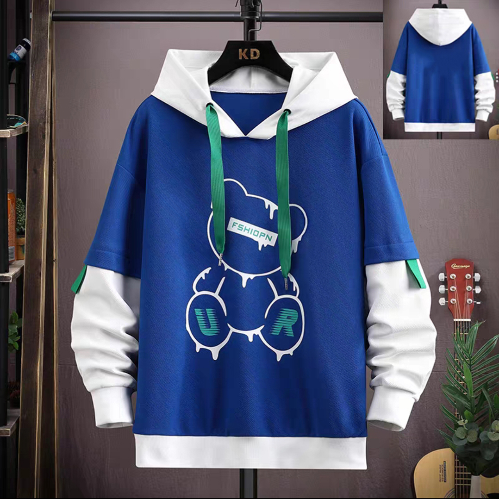 Áo hoddie mũ chùm logo gấu fashion vải 2 lớp 4menhcm ao top nam 90000203c
