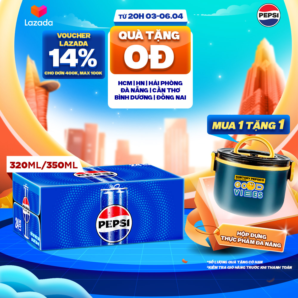 [SALE 15.7] Thùng Nước Ngọt Giải Khát Có Gaz Pepsi (320ml/lon hoặc 350ml/lon)