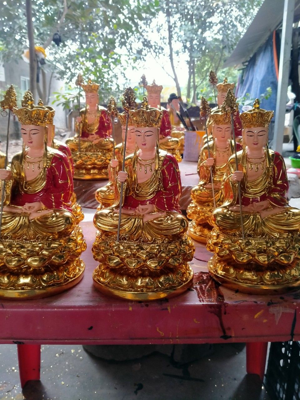 Tượng Địa Tạng ngồi 30cm dát vàng