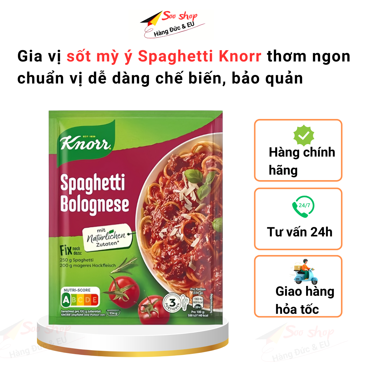 Gia vị sốt mỳ ý Spaghetti Knorr thơm ngon chuẩn vị dễ dàng chế biến, bảo quản