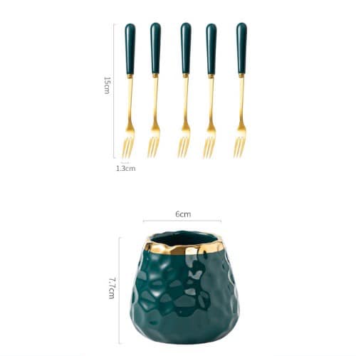 Set cốc dĩa 6 xiên gốm sứ