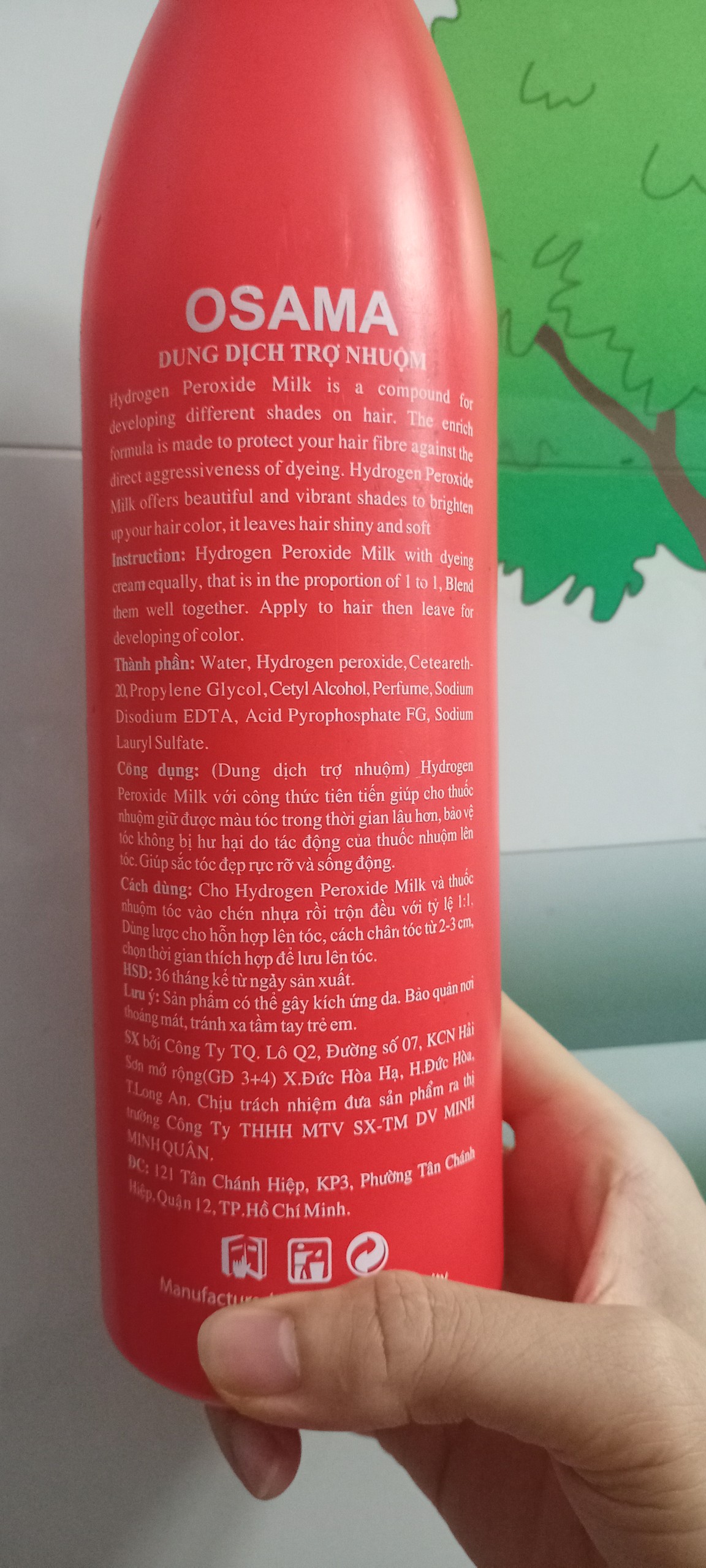 1000ml Oxy trợ nhuộm cho tóc Osama 6% 9% 12%