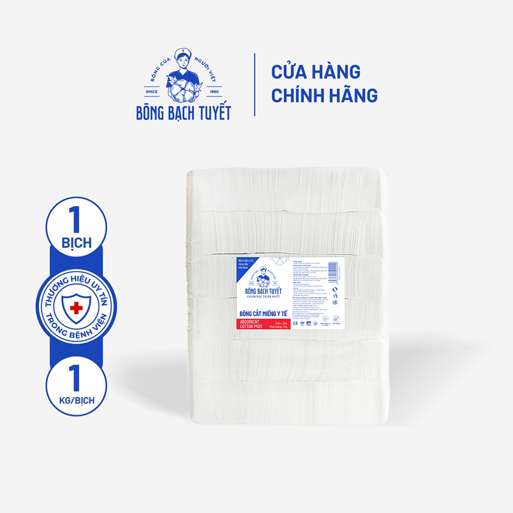 Bông y tế cắt Bạch Tuyết (10cm x 10cm)- 1Kg