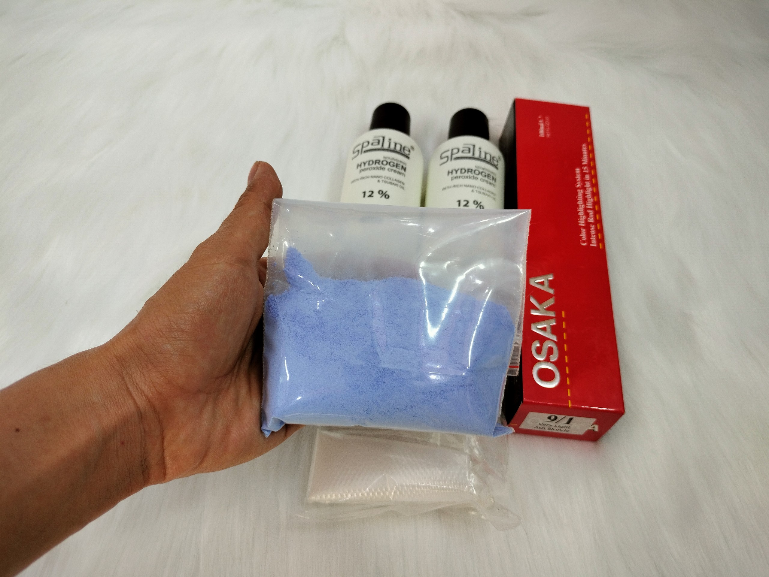 Combo nhuộm Osaka, 2 oxy, bột tẩy, bao tay, HDSD