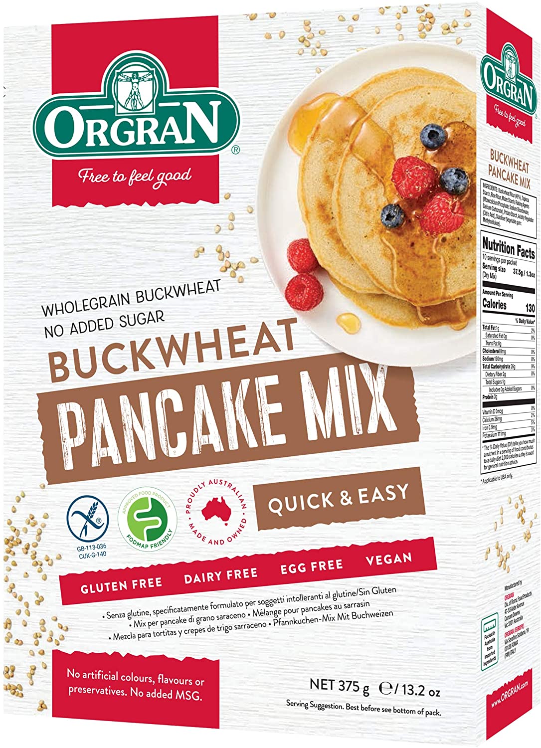 Bột Làm Bánh Pancake Kiều Mạch Orgran GLUTEN FREE Buckwheat Pancake Mix