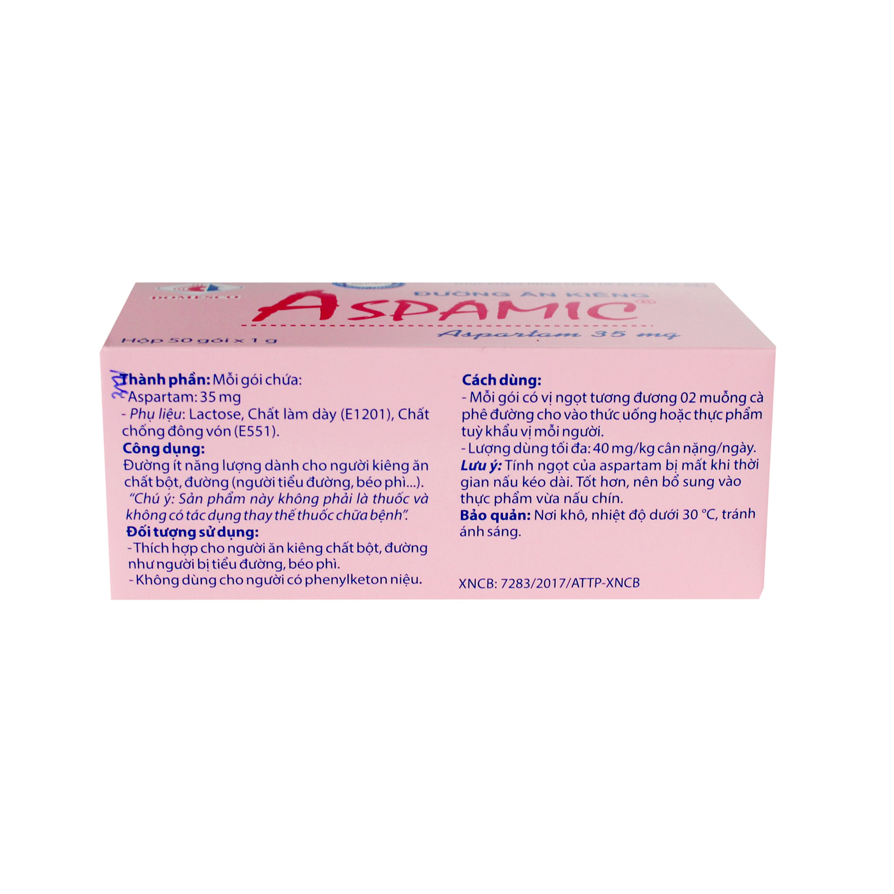Đường ăn kiêng ASPAMIC Hộp 50 gói