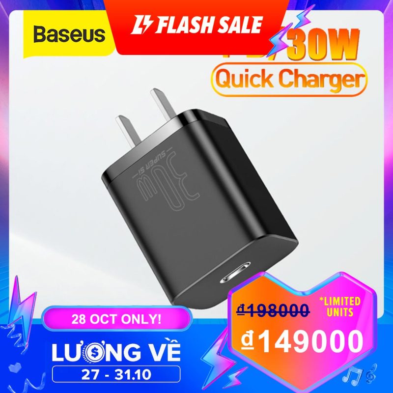 Baseus 30W Super Si USB C Charger For iPhone 12 11 Pro Max Type C QC 3.0 PD 3.0 Fast Charging Portable Phone Charger For Samsung S20 S21 Ultra Xiaomi 10 Pro