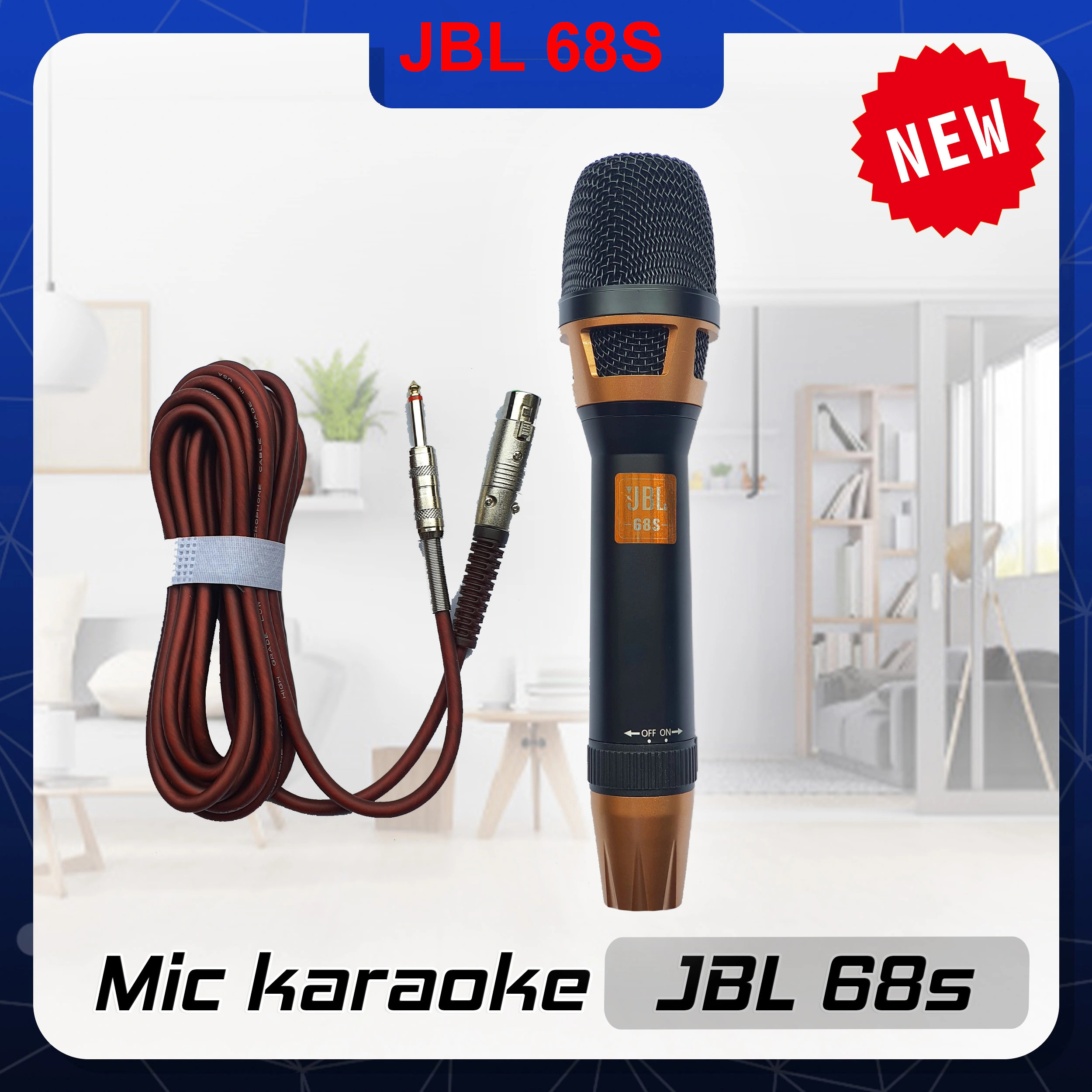 Micro karaoke có dây jbl 68s, micro karaoke jack 6.5mm nhỏ gọn dùng cho loa bluetooth, loa di động,thiết kế sang trọng chống hú rít tốt dây cao cấp chống xoắn đứt truyền tín hiệu ổn định