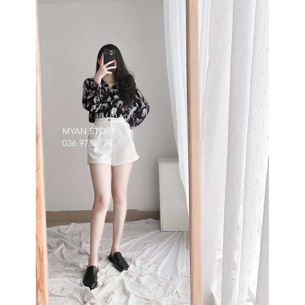 Áo sơ mi cổ đức hoạ tiết Avn032116
