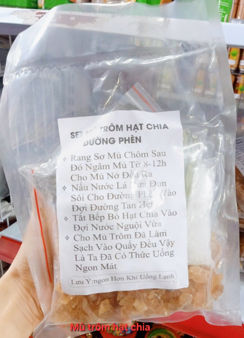 Set mủ trôm hạt chia đường phèn túi zip 500g