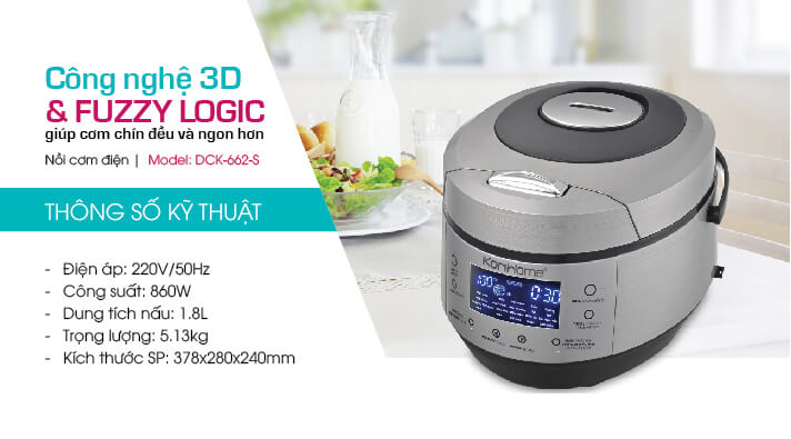 Nồi cơm điện tử Korihome DCK-662S  (Xám)
