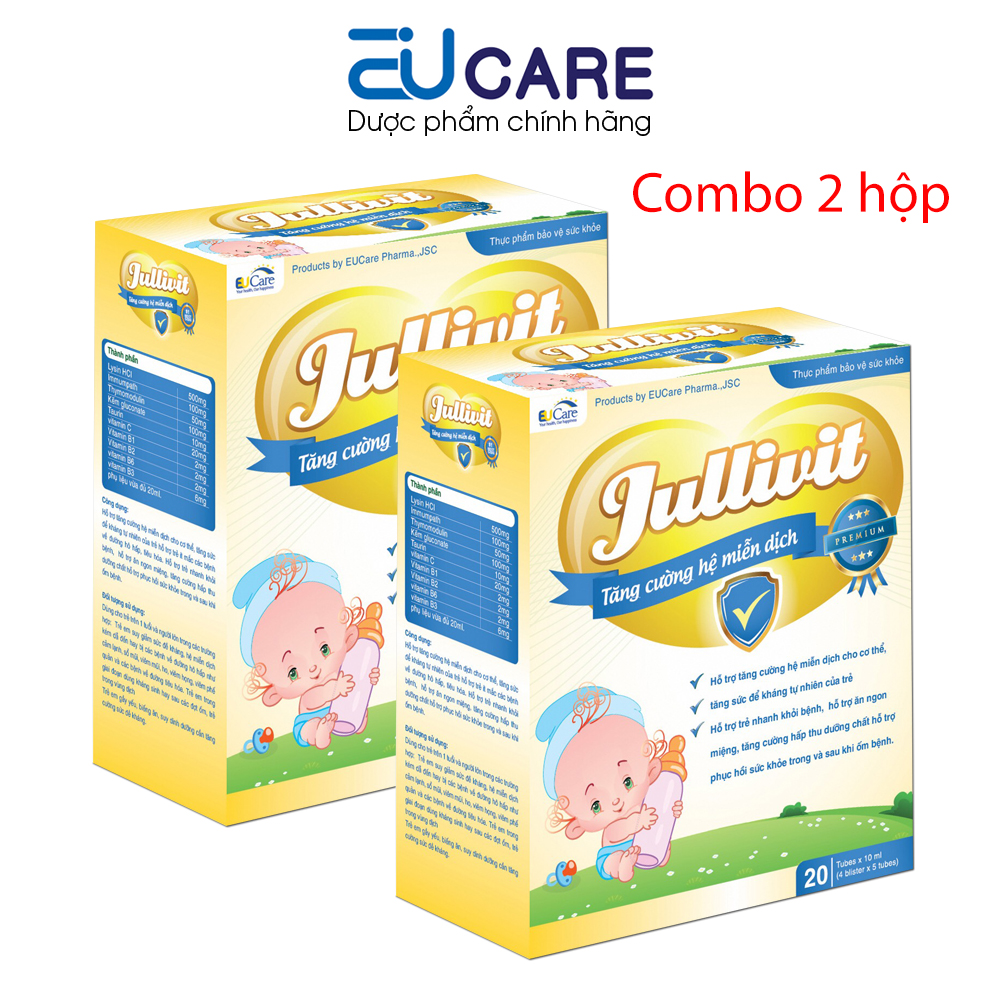 Combo 2 hộp Siro Jullivit Tăng cường miễn dịch cho bé, bổ sung lysin