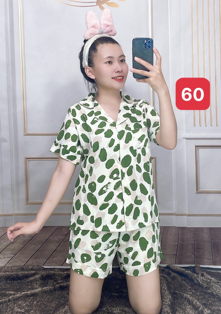 Đồ bộ nữ mặc nhà mùa hè cộc tay cộc quần đùi cho nữ chất lụa  mango mềm mát