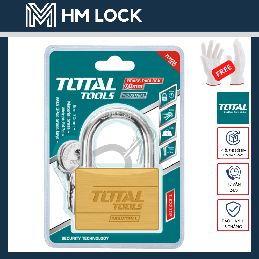 Ổ khóa đồng thau total 20, 30, 40, 50, 60, 70mm - hàng chính hãng - hm lock