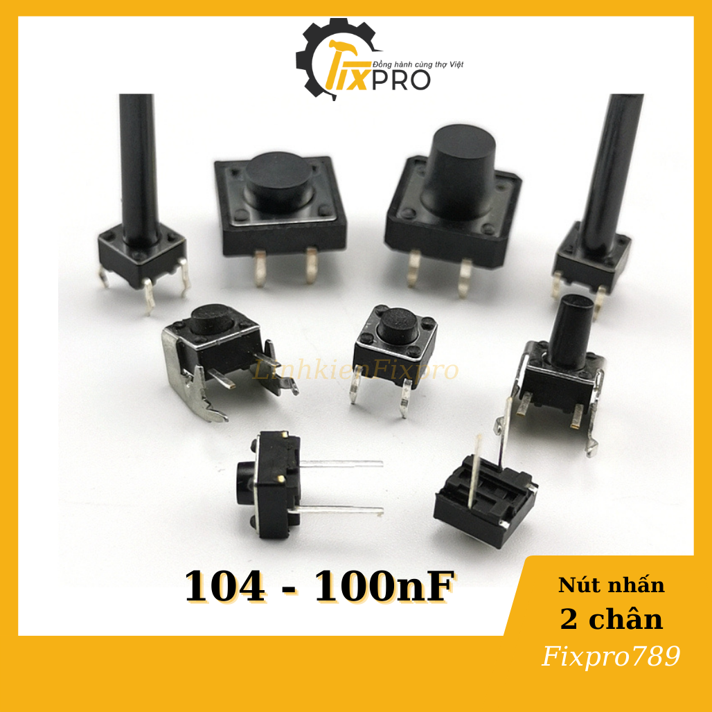 Nút nhấn 4 chân 6x6x8mm chân đồng túi 10c.