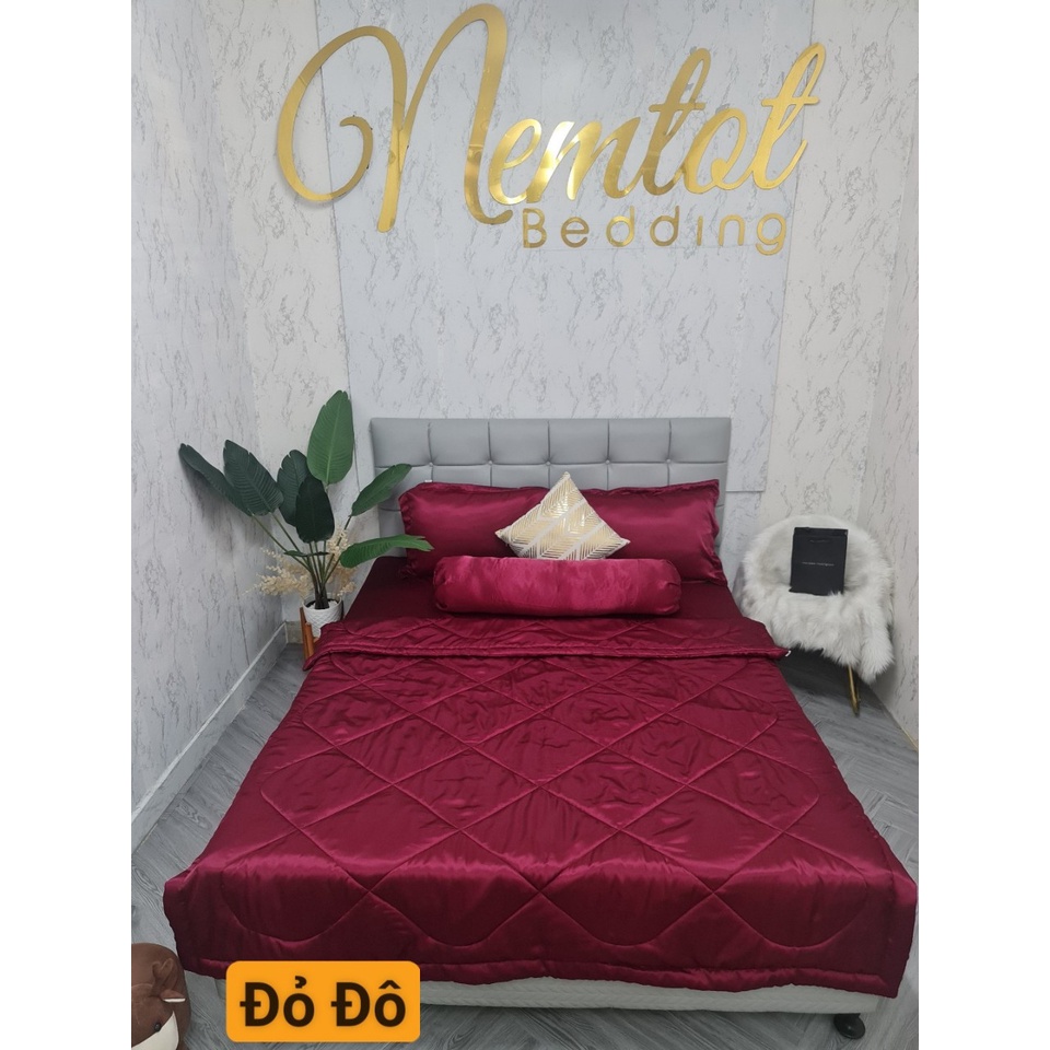 ☀️XÃ HÀNG☀️ Mền lẻ phi lụa size lớn 2m2x2m, Chăn chần bông cho mùa hè, vải phi lụa Thái Tuấn mát mịn, microfiber loại 1 - Nemtot Bedding