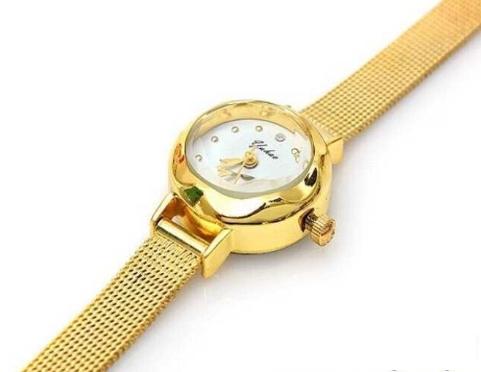 Đồng hồ nữ YUHAO mặt vát 3D dây thép lụa xinh xắn