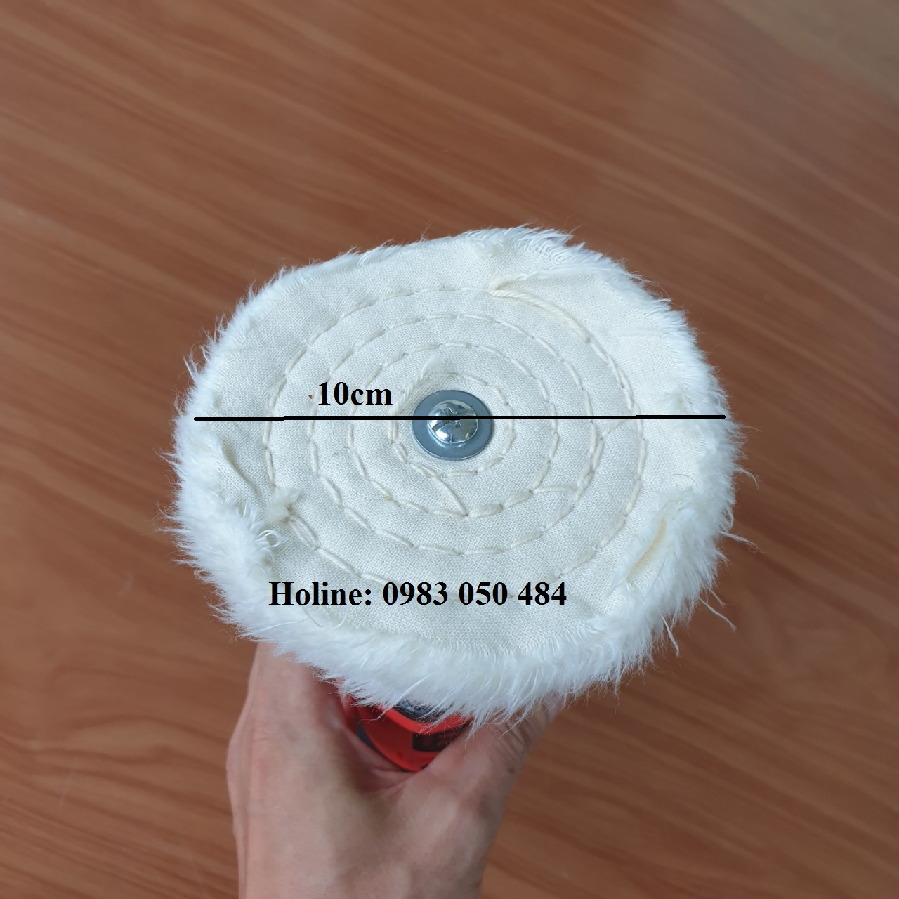 Bánh Vải bông trắng đánh bóng đường kính 10cm trục 6mm - dụng cụ đánh bóng làm sạch