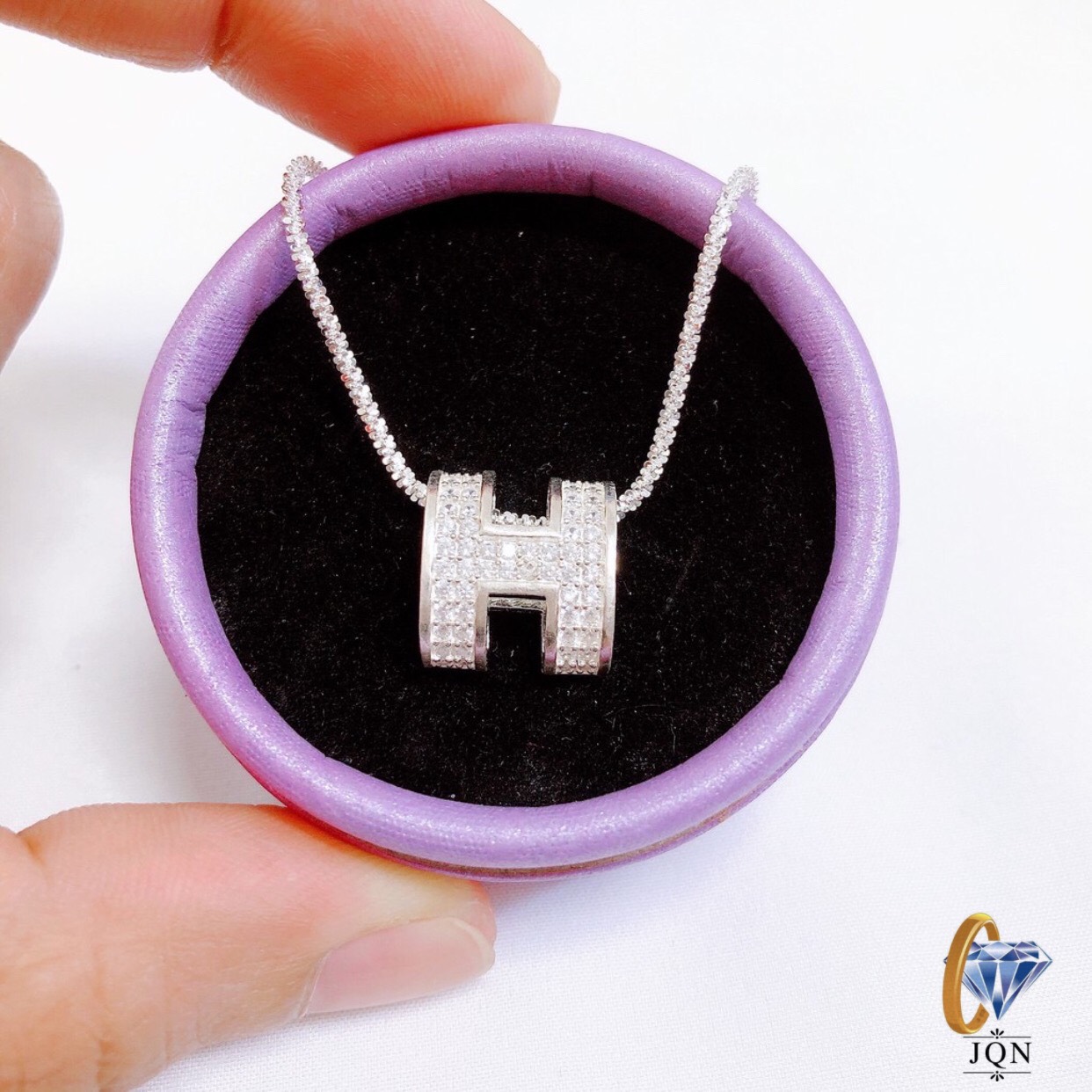 Dây chuyền bạc thật vòng cổ nữ mặt chữ H đẹp/ Trang sức bạc JQN gian hàng uy tín, chất lượng kèm bảo hành