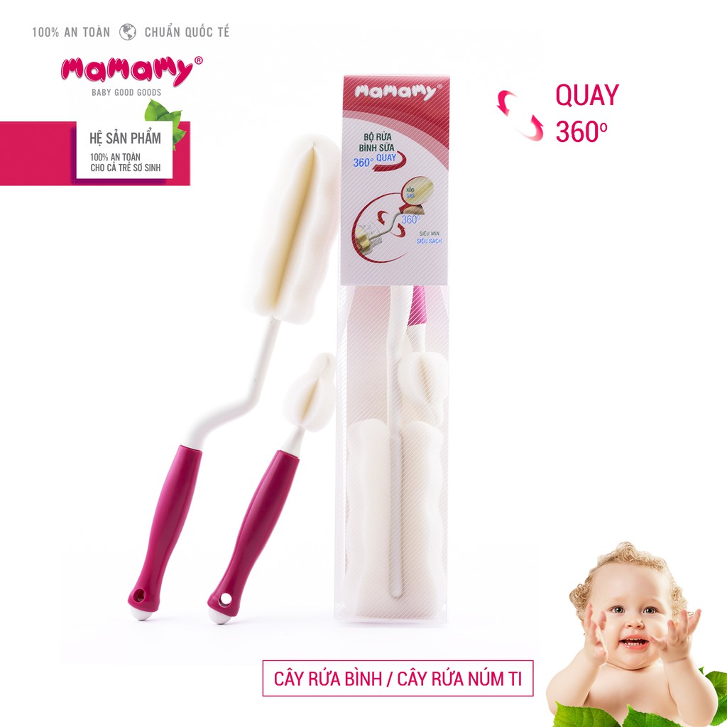 DỤNG CỤ RỬA BÌNH SỮA MAMAMY QUAY 360 ĐỘ