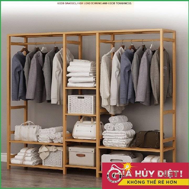 Wardrobe drum frame bamboo pattern large 149x30x165, clothes rack, cabinet for clothes, shelf for Đồ