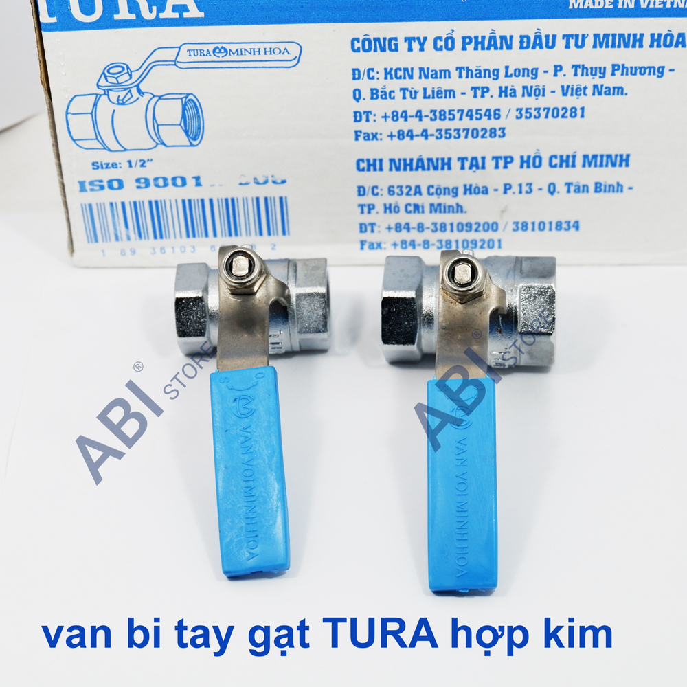 Van bi tay gạt phi 21, phi 27, van bi tura hợp kim, van khóa dn15, dn20