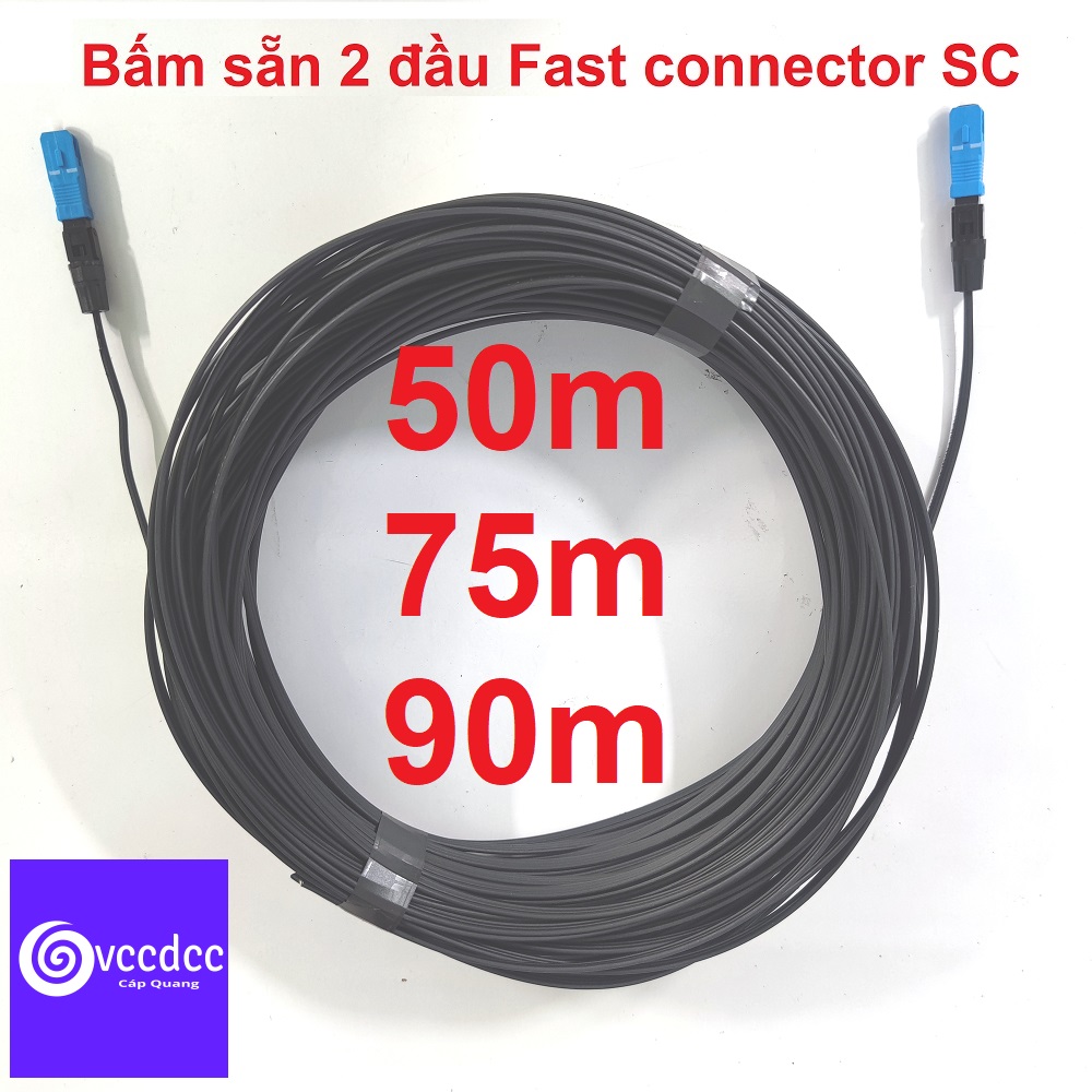 50m đến 90m cáp quang 1fo  bấm sẵn 2 đầu fast connector SC- TẶNG 2 DÂY LAN