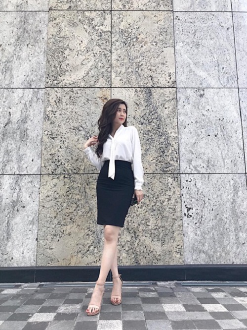 Chân váy bút chì đầu gối