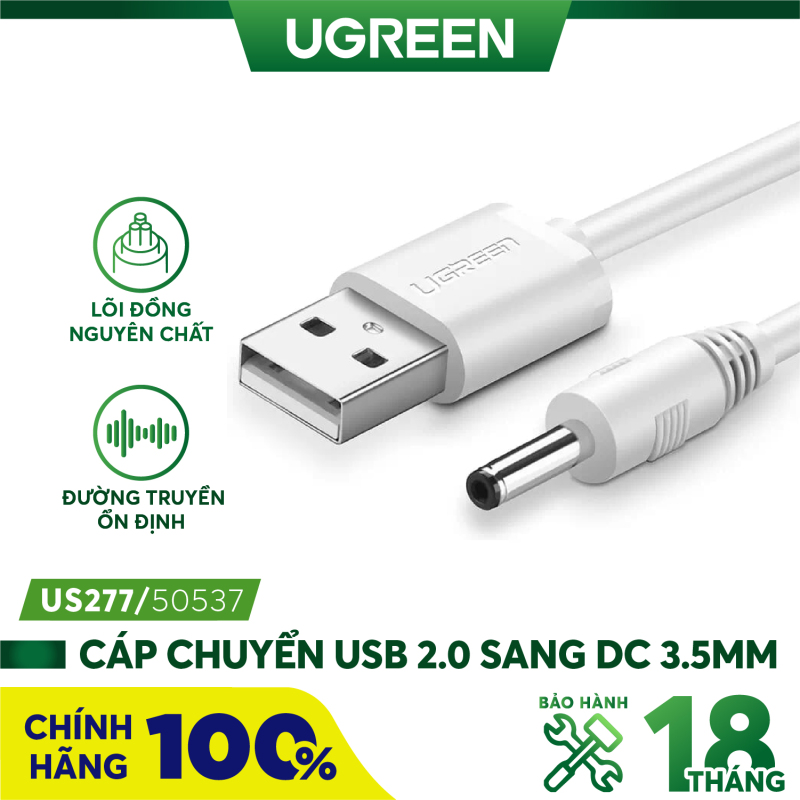 Bảng giá Dây nguồn 1 chiều USB 2.0 sang DC 3.5mm đầu đực dài 1m UGREEN US277 Phong Vũ