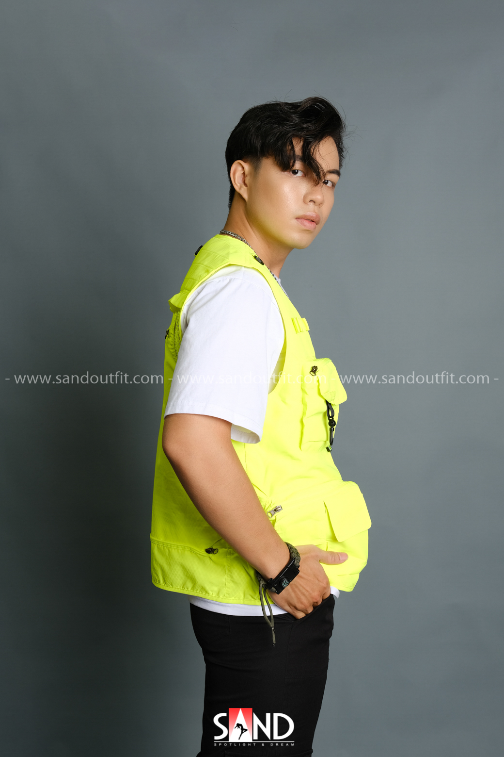 Áo Gile Túi Hộp - Xanh neon