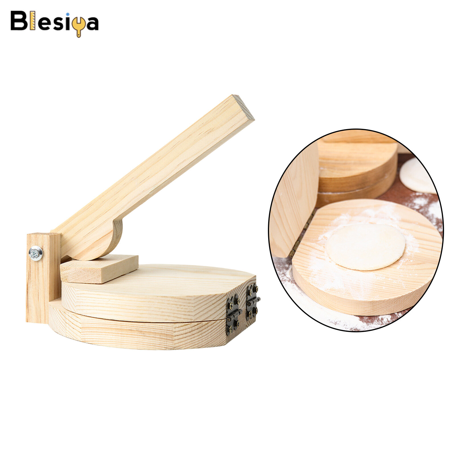 Blesiya Wooden Tortilla Paste Press Manual Dumpling Presser Pizza Maker Baking