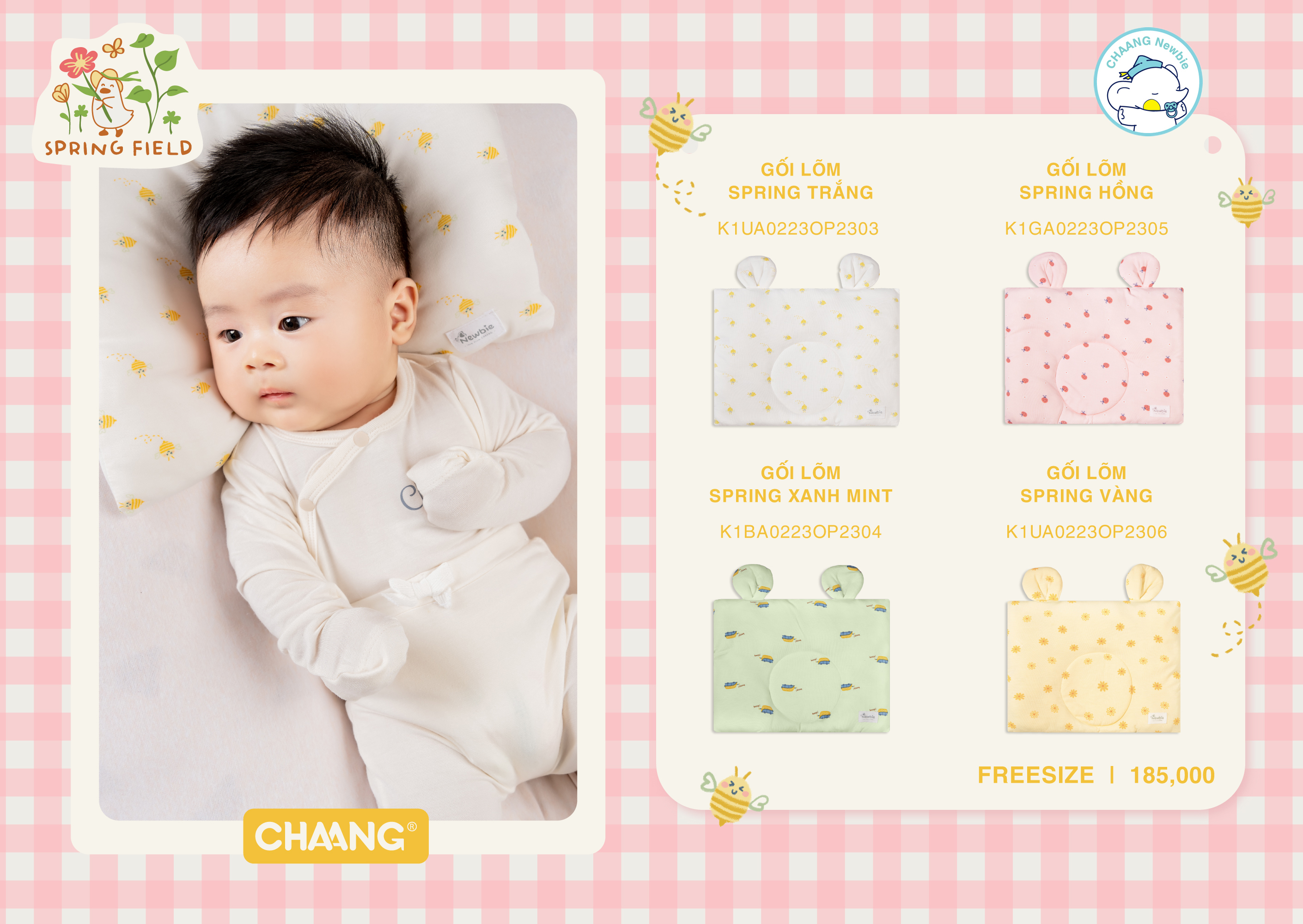 [CHAANG] Gối lõm cho bé sơ sinh Spring CHAANG