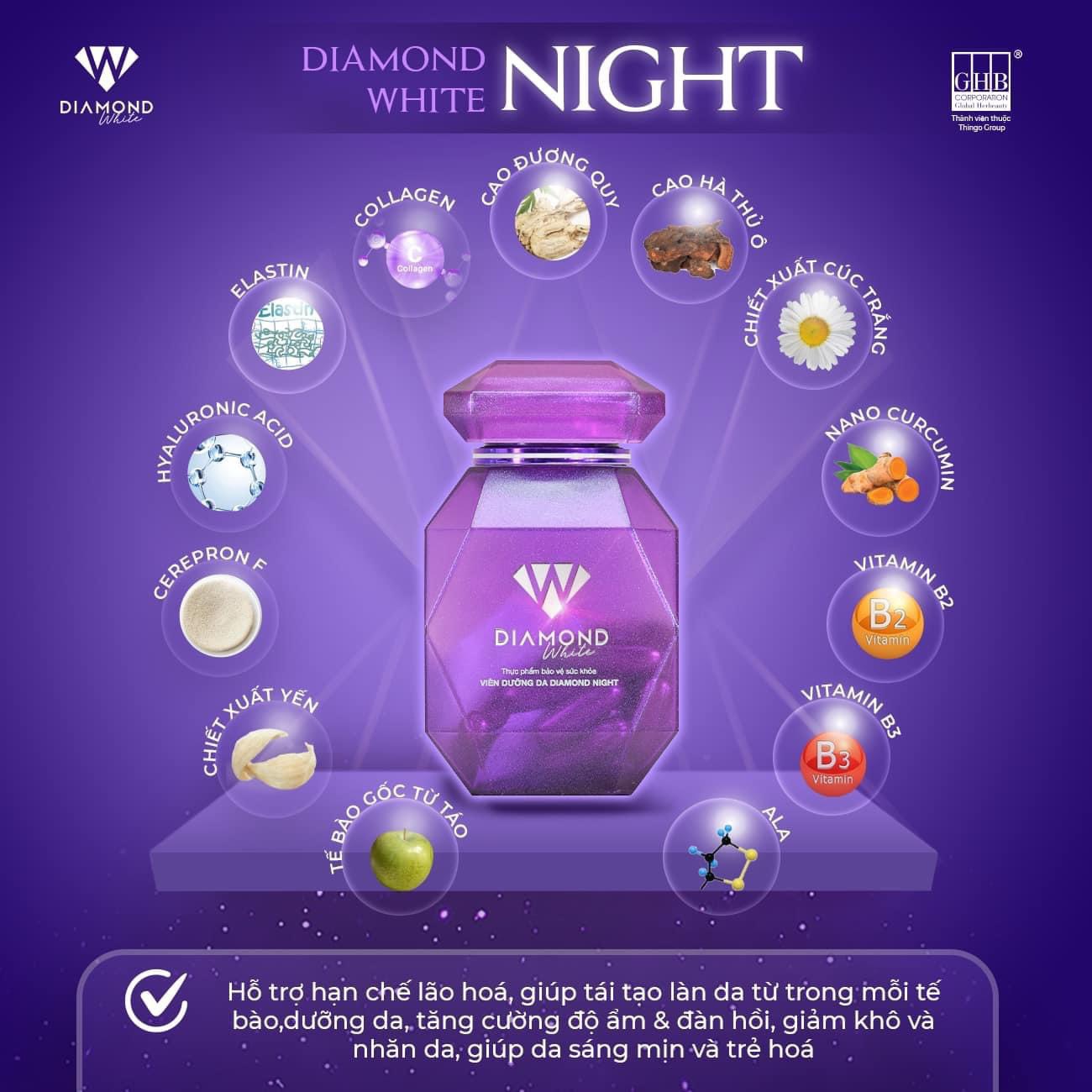 viên uống dưỡng da Diamond White day & night