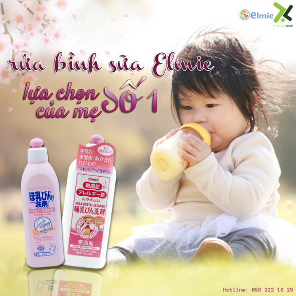 Nước Rửa Bình Sữa Dành Cho Trẻ Sơ Sinh Và Trẻ Nhỏ Elmie - 300ml (Hàng Nội Địa Nhật Bản) (ELKD1002)