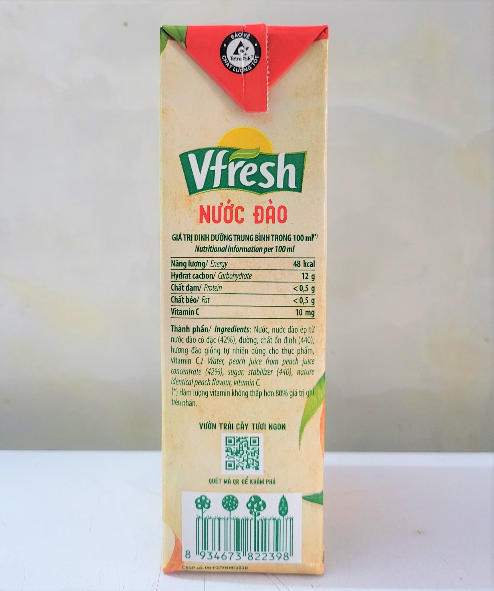[Hộp 1 Lít] NƯỚC ÉP ĐÀO VFRESH [VN] VINAMILK Peach Nectar Juice (halal)