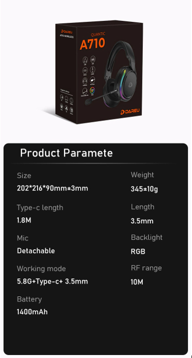Tai nghe DareU A710 RGB Wireless