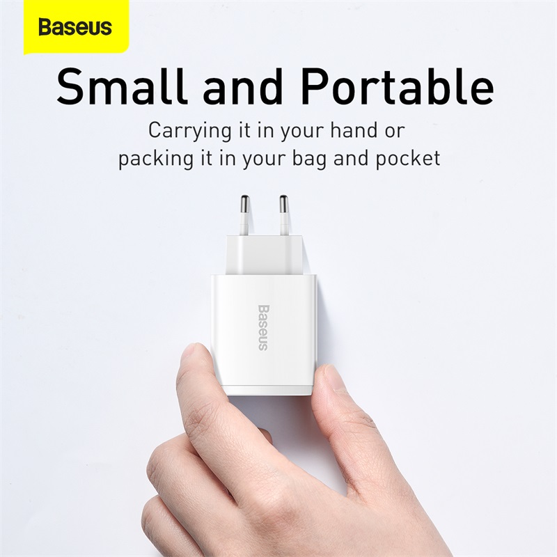 Củ sạc điện thoại Baseus 30W Dual USB type C QC3.0 PD Sạc nhanh cho iPhone Samsung Xiaomi Mi USBC Fast charging Phone charger