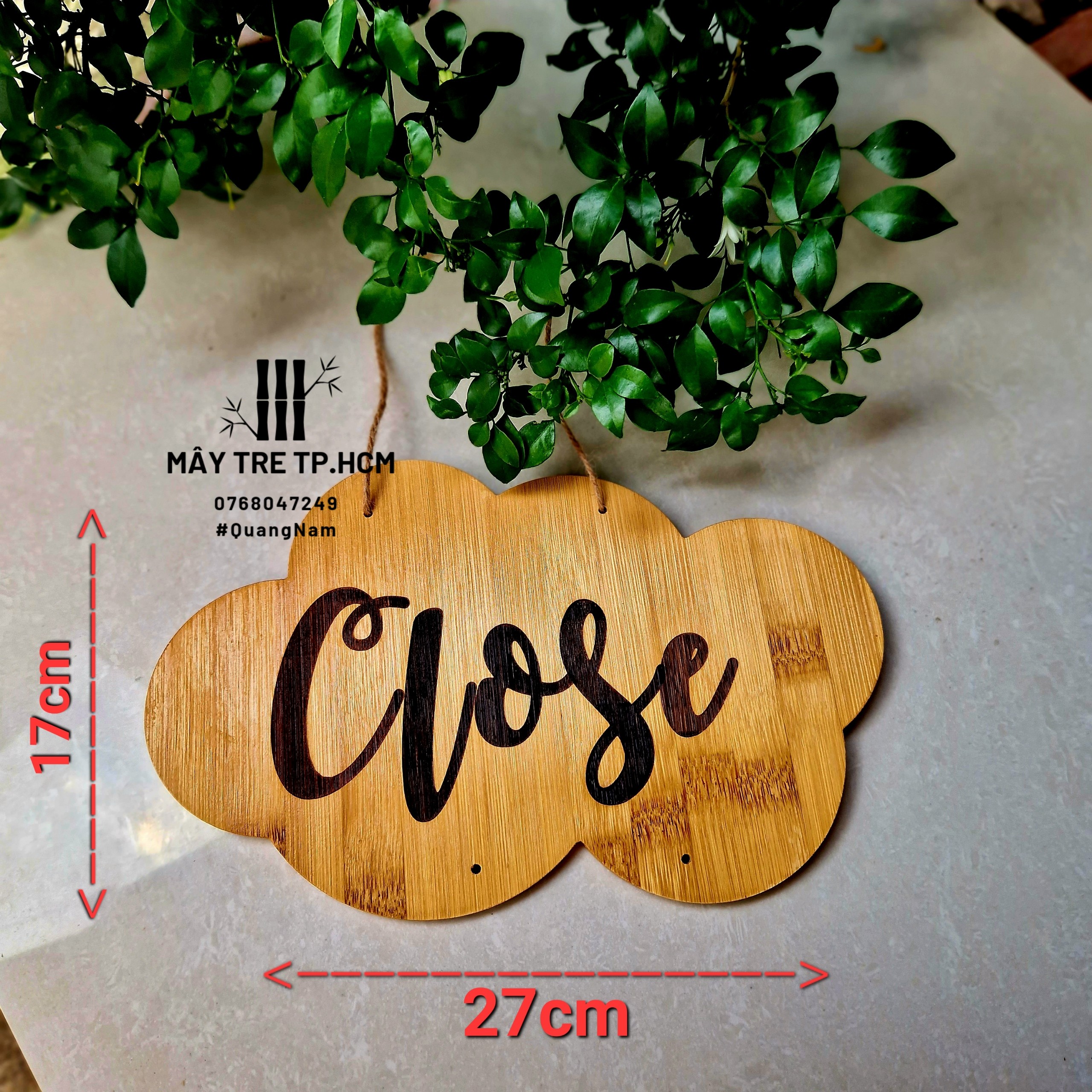 Bảng gỗ treo cửa hai mặt Open/Close & Welcom/Goodbye