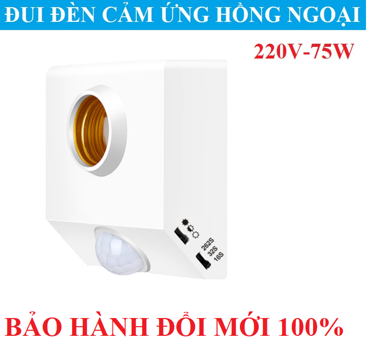 Đui đèn cảm ứng hồng ngoại thông minh bật tắt tự động loại nút gạt E27 điện áp 220V đui đèn cảm biến công tắc cảm biến hồng ngoại đuôi đèn cảm ứng chuyển động BẢO HÀNH UY TÍN 1 ĐỔI 1
