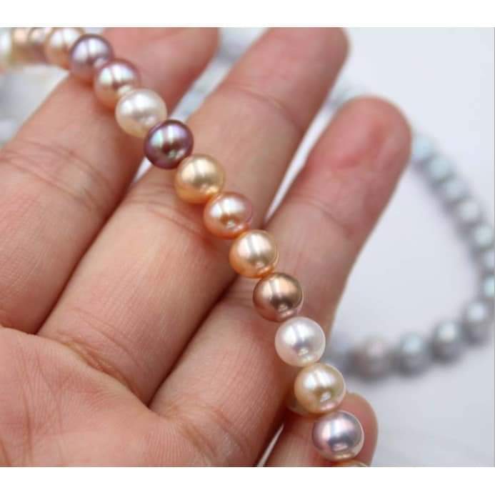 Chuỗi đeo cổ ngọc trai mix 4 màu 7-8mm độ sáng 3a - ngọc trai trường thịnh
