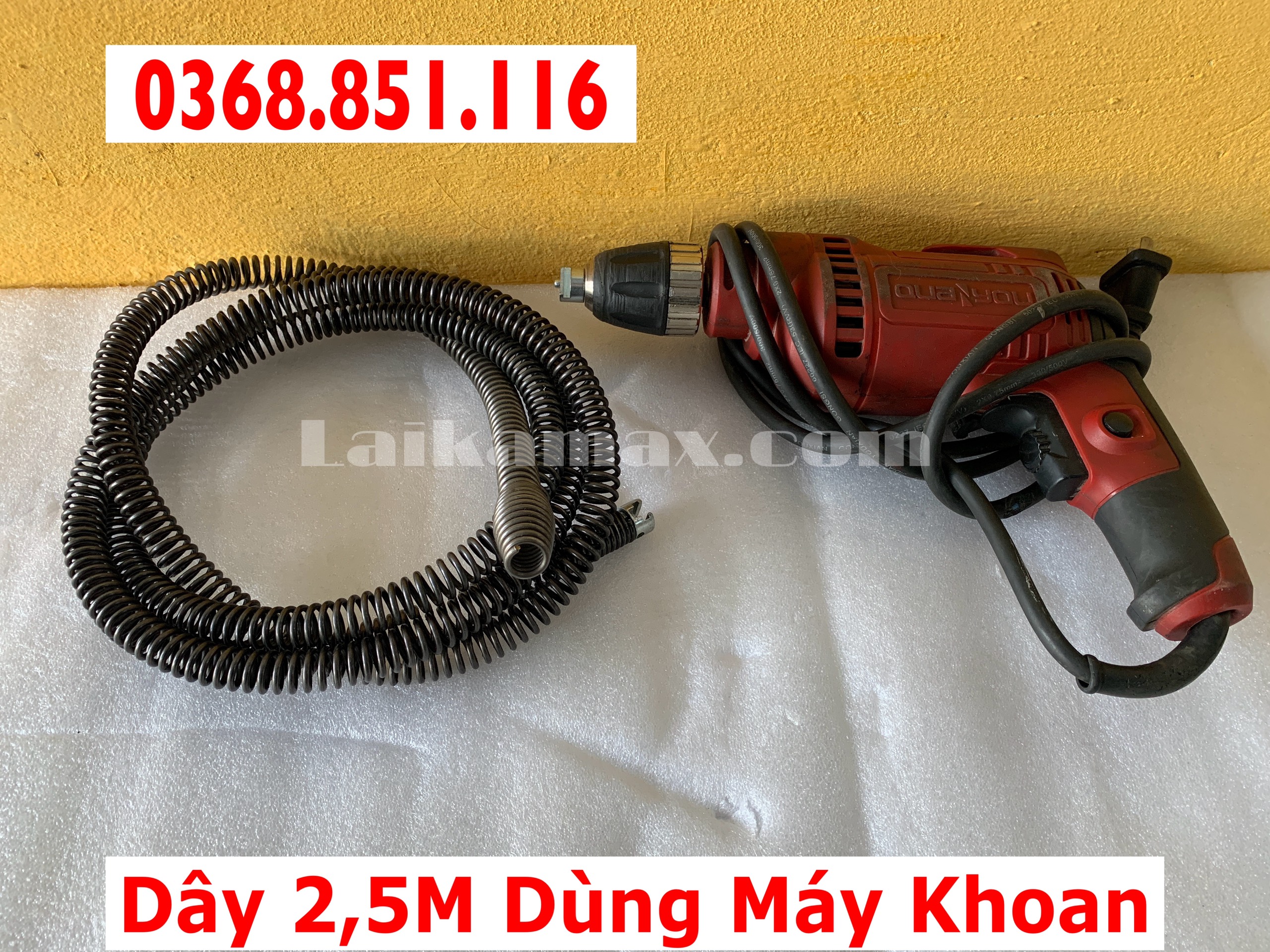 Dây thông cống dài dùng máy khoan 2,5m liên hệ 0368851116 để được tư vấn