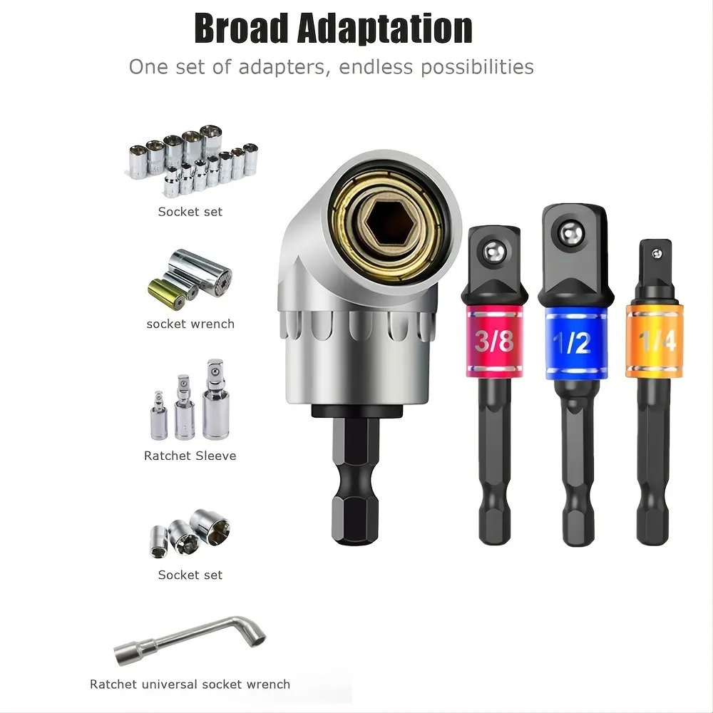 Premium impact 105 degree angle power adapter socket portable tools partial driver extension screwdriver bit holder kit with