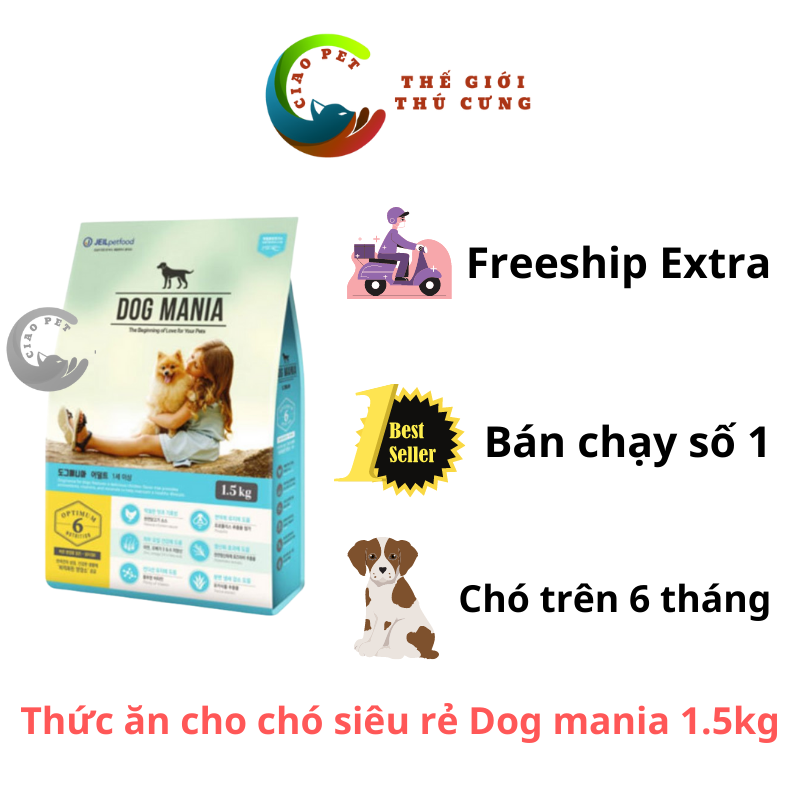 [1.5kg] Thức Ăn Hạt Khô Cho Chó Dog Mania  (Thức Ăn Khô,Thức Ăn Hạt)