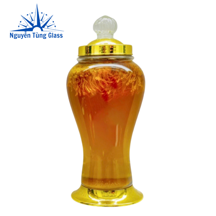 BÌNH NGÂM RƯƠU SÂM THỦY TINH  Phú Hoà 4 LÍT KHÔNG VAN