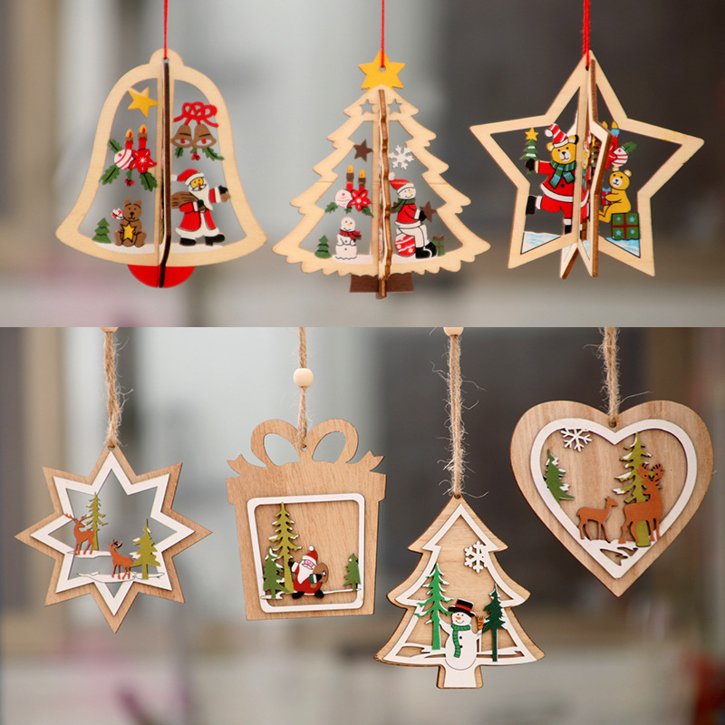 Đồ treo gỗ trang trí giáng sinh, cây thông noel