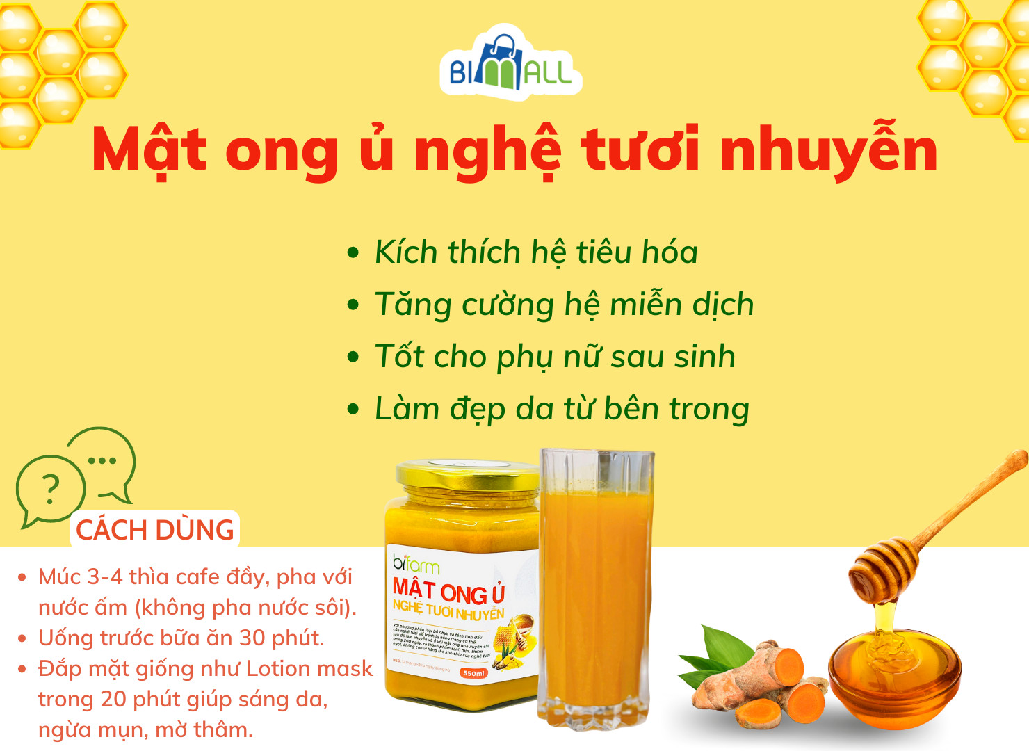 Mật ong ủ nghệ tươi nhuyễn_Hũ 280ml_Hũ 550ml