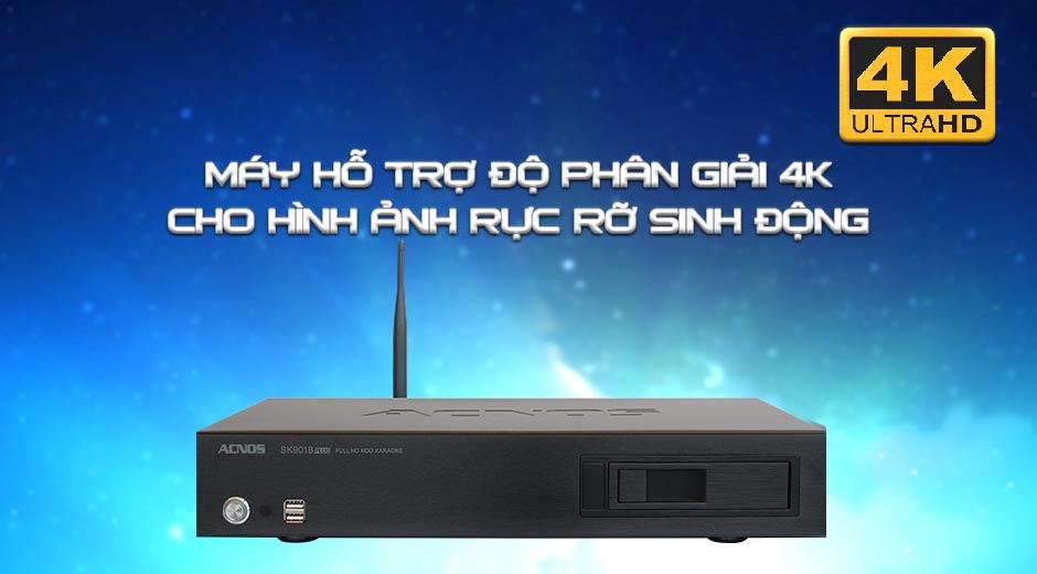 [HCM][Trả góp 0%]Đầu karaoke độ nét cao Acnos SK9018Plus + Ổ Cứng 4T (Đen)