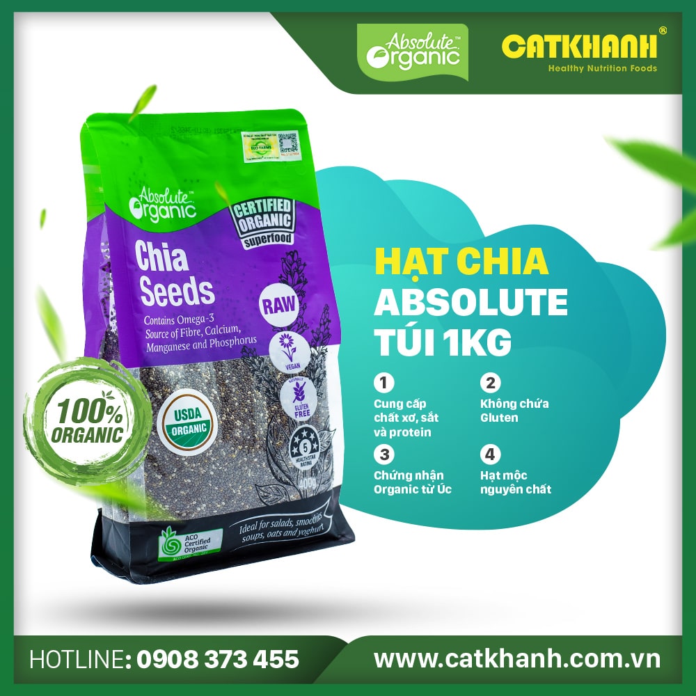 Hạt chia Absolute Organic túi 1kg - giao nhanh